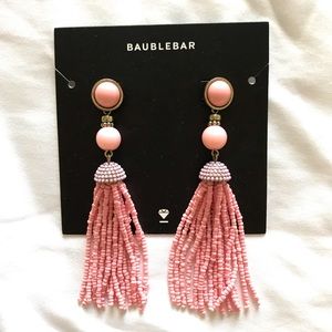BaubleBar Pink and Purple Beaded Tassel Earrings
